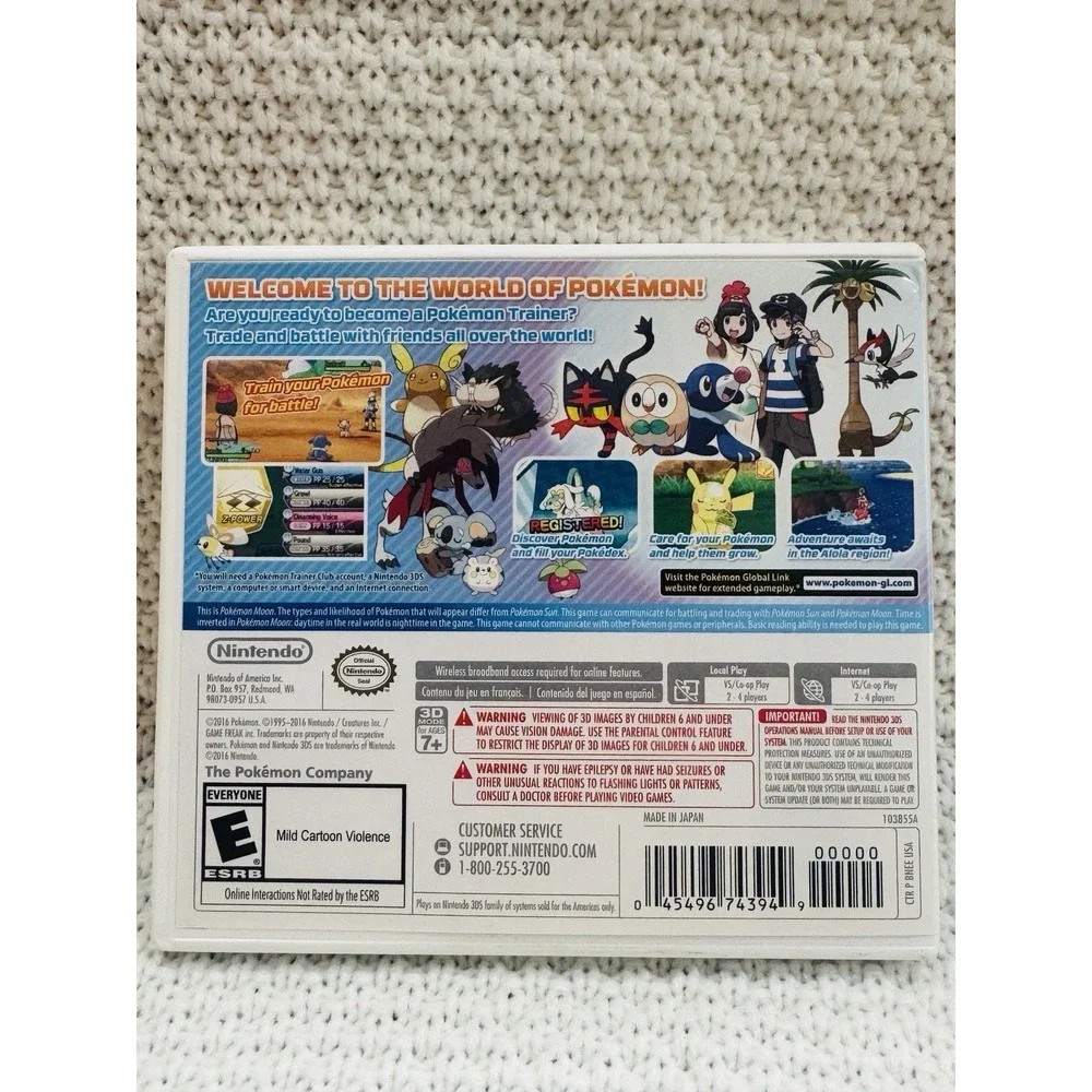 Pokémon Moon Nintendo 3DS 2016 Authentic Game Cartridge With Case